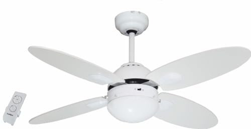 Bastilipo - Ventilador techo con mando a distancia E27, 60 W, Blanco, 105 cm, Bermeo blanco