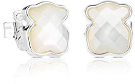 TOUS Ohrringe aus Sterlingsilber mit facettiertem Perlmuttmotiv, 0,9 cm, elegant und nüchtern, Kollektion Icon Color