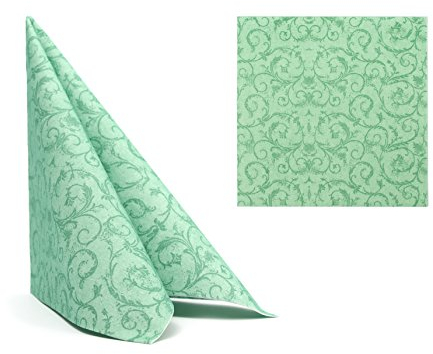 50 Servietten ORNAMENT Grün PREMIUM AIRLAID Stoffähnlich 40x40cm 50 Stück pro Packung Hochwertig Stoffoptik Hochzeitsservietten Geburtstag Hochzeit Taufe Catering Hotel Gastro 11 Motive Grün