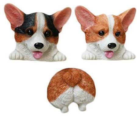Gwill Cute 3D Funny Dog Butt Fridge Magnets Corgi Office Magnets Calendar Magnet Whiteboard Magnets Home Decoration (Set of 3)