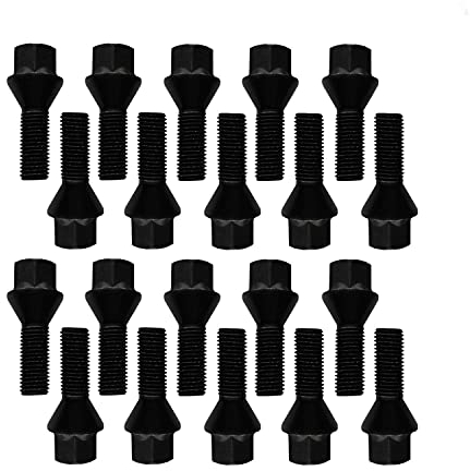 20 Radschrauben Radbolzen schwarz Kegelbund M12x1,5 28mm