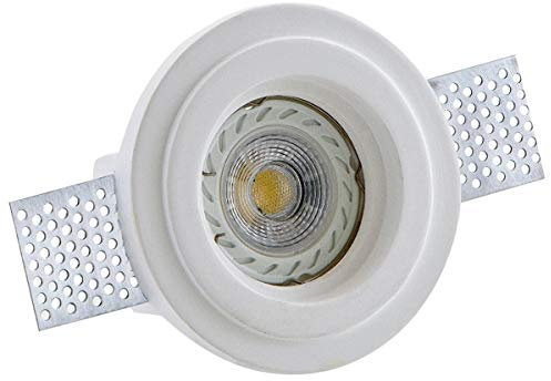 ISYLUCE Faretto Tondo da Incasso Bianco In Gesso Attacco GU10 Diametro 100 mm Spotlight