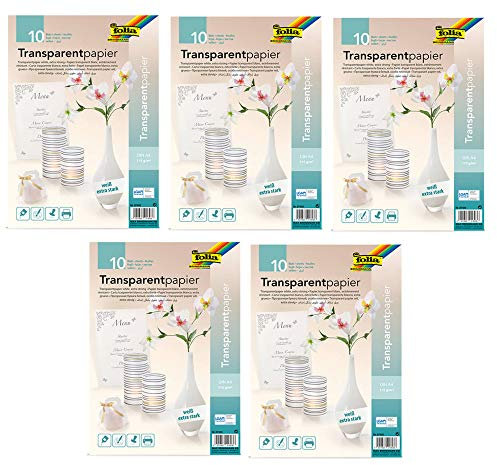 Folia 87400 - Transparentpapier, DIN A4 (5X Weiß, 10 Blatt)