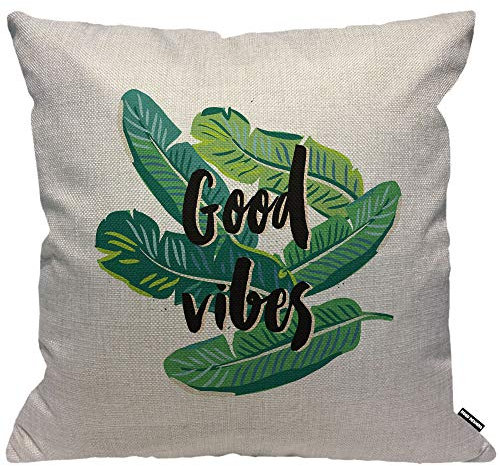 HGOD DESIGNS Kissenbezug Handfläche Blatt Banane Handfläche Blätter EIN The White Hintergrund Mit Tropisch Werk Kissenhülle Haus Dekorativ Für Wohnzimmer Schlafzimmer Sofa Stuhl Kissenbezüge 45X45cm