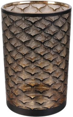 HOME DECO FACTORY HD9026 Aster Dekoobjekt, 20 cm, Vase, Glas, Schwarz/Kupfer, 12 x 12 x 20 cm