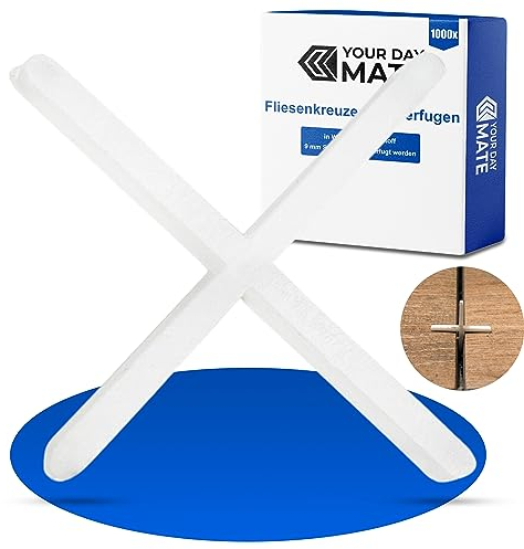 Fliesenkreuze zum Verfugen, 1000 Stück, 1,5 mm Stärke, in Weiß, aus Kunststoff, Fugen Kreuz für gleichmäßigen Abstand, Fliesenabstandshalter, Fliesen Abstandshalter, Fliesen Kreuz, Kunststoffkreuze