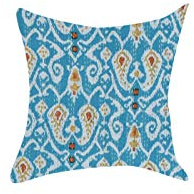 Sophia-Art Baumwolle Bohemian Home Indische Dekorative Boho Quadratisch Bunte Wurfhülle Design Ikat Sofa Ethno Kissen Dekorative Kissenhülle (Türkis, 01 Stück (40,6 x 40,6 cm)
