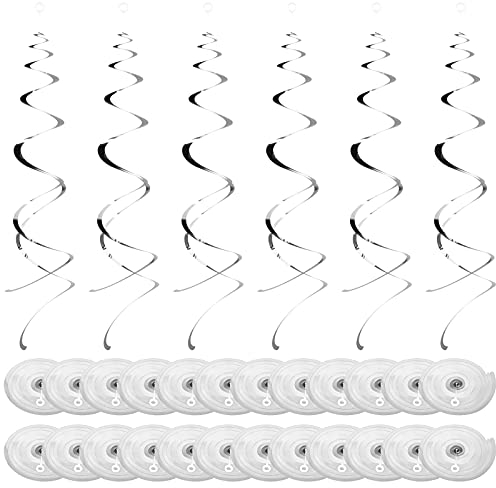 NATUCE 30 Stück Folien Party Hängend Wirbel Dekorationen, Deckenhänger Spiral Girlanden Wirbel Deko Wirbel deckenhänger Luftschlangen für Hochzeit,Weihnachten,Geburtstag, Junge und Mädchen (Silber)