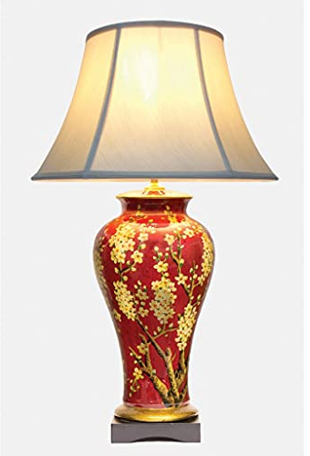 Porzellan-Lampe, Jasmin-Vase, Rot / Gelb