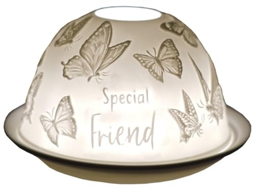 Cello Lithophane Porzellan-Teelichthalter in Kuppelform, spezielles Freund-Muster, Cello-Duftbecher und LED-Lichtsockeln, atemberaubendes Licht leuchtendes Bild