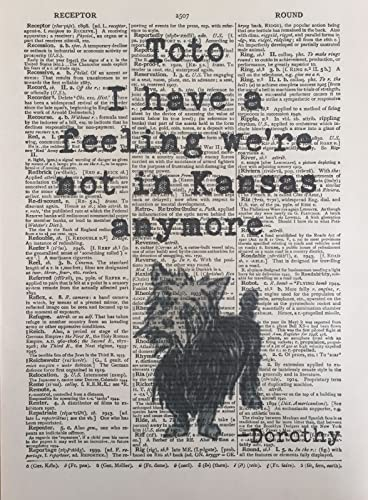 Zauberer von Oz Toto Dorothy Kansas Zitat Vintage Wörterbuch Druck Kunstbild Dorothy Tin Man Happiness Zitat New Home Geschenk
