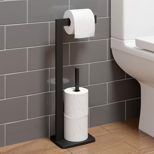 ARCHITECKT® Black Square Freestanding Toilet Roll Holder Bathroom Accessories Toilet Paper Holder