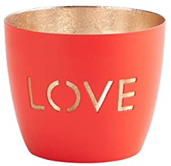 Gift Company [MM [W] Madras, Windlicht, M, Love, neon rot/Gold