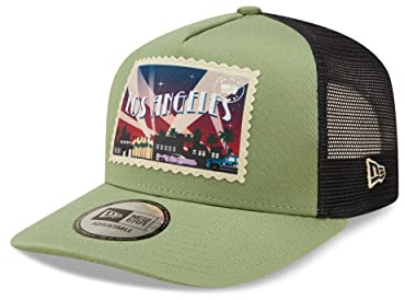 New Era Los Angeles Postcard Patch Jade A-Frame Adjustable Trucker Cap - One-Size