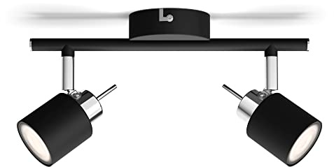 PHILIPS Meranti 2-er Deckenspots (35 W), elegante Deckenleuchte mit zwei flexiblen Spots, GU10 Leuchte ohne Leuchtmittel, schwarz