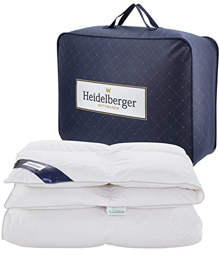 Heidelberger Bettwaren Bettdecke 135x200 cm | Winterdecke, Schlafdecke, Daunendecke mit Karo-Steppung | atmungsaktiv, hautfreundlich, hypoallergen | Serie Schweden