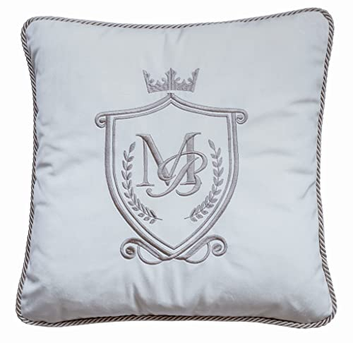 DECORATORE Bestickte Dekorative Kissenbezüge - Premium Samt Sofa Wurfkissenbezüge - Weiches Dekoratives Kissen - Personalisierungsmöglichkeit - 45x45cm