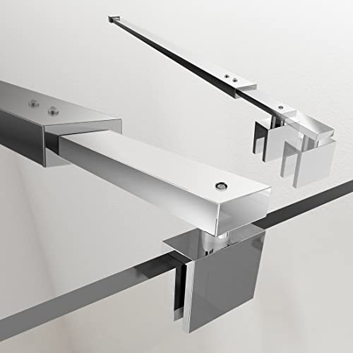 S'AFIELINA Stabilisator Duschwand Haltestange für Duschwänd Eckig Winkel Flexibel Einstellbar 700-1200mm Stabilisierungsstange aus Edelstahl für Glasdicke 8-10 mm (1 Stück)