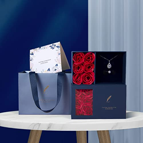 Rosen-Schmuck-Geschenkbox mit Deckel, Romantischer Valentinstag, Konservierte Rosen, Geschenkverpackung, Dekorative Schachtel mit 6 Rosen Valentinstag, Muttertag, Jahrestag,
