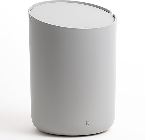 Kazai.® Pequeña Papelera 'Tove' - 1,5L | Exclusivo Mini Cubo de Diseño de Berlín | Para el Baño, la Cocina y como Cubo de Mesa | Antideslizante, Cubo Interior | Gris claro