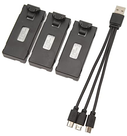 RC Drohnen Lithium Akku für E88 E88Pro LSE525 E525Pro Andere Ferngesteuerte Flugzeuge mit Tragbarem 3 in 1 Ladekabel, Quadcopter Zubehör mit Überladeschutz (1800 mAh)