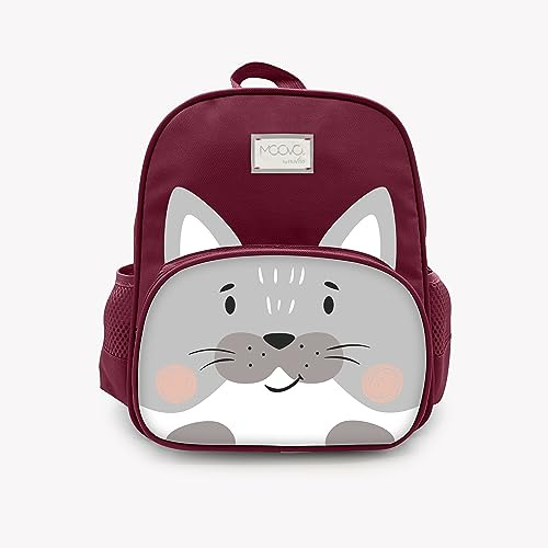 Nuvita 8741 | Kinderrucksack | Aufbewahrungstasche | Tasche mit Fächern | Ergonomischer Kinder-Rucksack | Rucksack mit verstellbaren Gurten für Vorschulkinder | (3-6 Jahre) | Amaranth/Katze