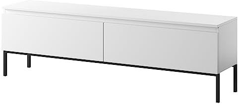 Selsey TV Schrank Board Sideboard Fernsehtisch Fernsehschrank Mit Schränken 150 cm Schwarze Beine Weiß Bemmi