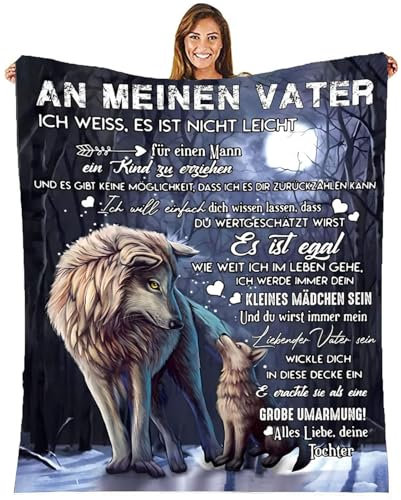 ACCZ Kuscheldecke Flauschige Personalisierte Decke Geschenke An Meine Papa, Tochter für Vater Luftpost Positiv Ermutigen Decke(deutsch), Super Weiche Decke Flanell,150 * 220cm