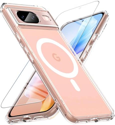 BESINPO Magnetisch für Google Pixel 8 Hülle, Pixel 8 Hülle,[mit Schutzfolie], Militärschutz Stoßfest Robust Schutzhülle Bumper Cover Case Handyhülle für Transparent