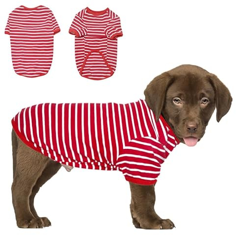 PetSmiler Hundepullover - Dünner Hundepullover Kleine Hunde Gestreifter Hundeshirts für Kleine Hund Katzen Shirt, Dehnbarer Pullover Hund Hundepulli Chihuahua Französische Bulldogge (Rot M)