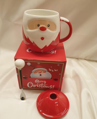 Generico Tazza Natalizia con coperchio e cucchiaino da latte e caffè, tisane, cappuccino - Idea regalo per tutta la famiglia - - Babbomatto Tazza SOLIDALE -IDEA REGALO (Modello: A)