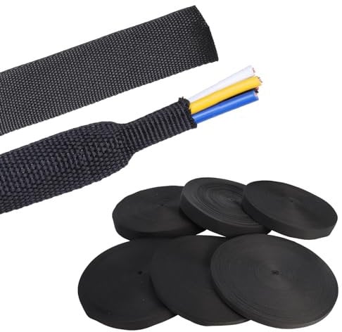 Gaine tressée thermorétractable pour voiture, rapport 2:1, résistante à l'usure, en tissu tissé plat, rétractable, protection pour câbles de voiture (1,9 cm - 4,6 m)