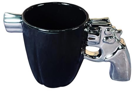 CAPIJIONG 330ml/11oz Kreative Revolver Keramik Becher Haushalt Kaffee Und Milch Tasse-schwarz