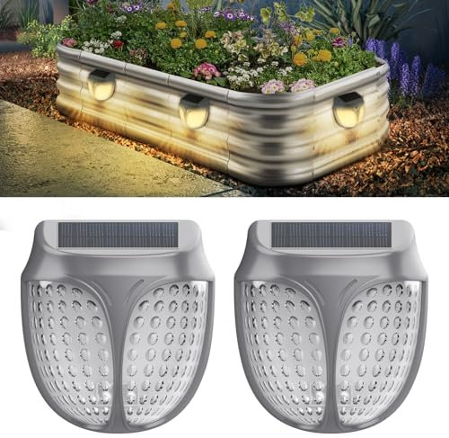 iThird Solar Garden Lights with Dusk to Dawn Sensor - Magnetic Solar Lights Outdoor, Waterproof Outdoor LED Light, Solar Powered Garden Lights Customized for Planter Raised Garden Beds, 2Pack