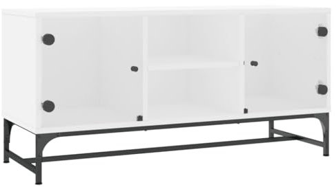 vidaXL Mobile Porta TV con Ante in Vetro Bianco 102x37x50 cm