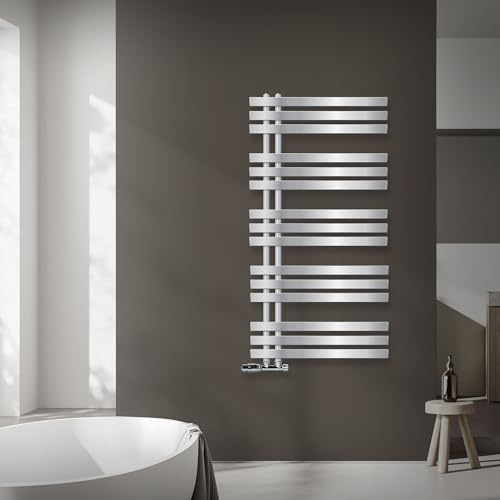 LuxeBath Badheizkörper Mittelanschluss 600 x 1200 mm Chrom mit Thermostat und Anschlussgarnitur Eck Wand - Design Heizkörper Badezimmer Heizung Handtuchwärmer Handtuchtrockner Handtuchheizkörper