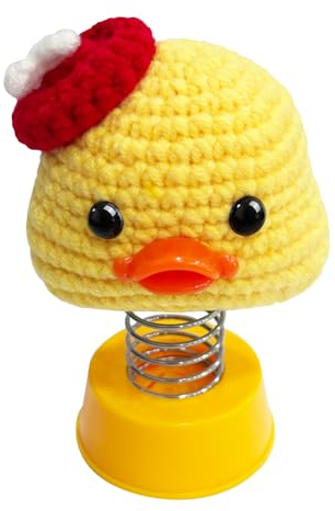 KIAYOO Auto Deko,Gestrickte Ente Heim Büro Armaturenbrett Dekoration Zubehör,Wackelfigur Geschenk für Ihn Sie Männer Frauen Freunde Freund Geburtstag Weihnachten Valentinstag
