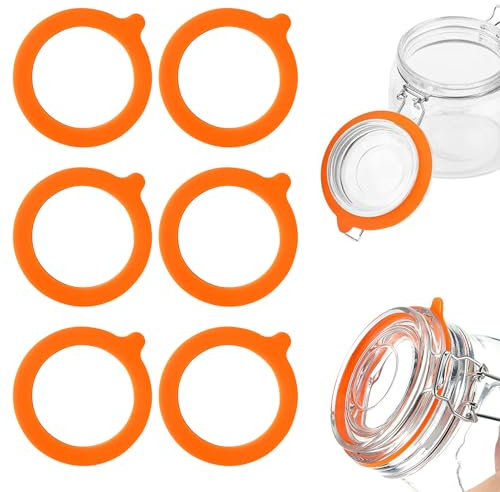 Silicone Jar Gaskets Seals, 6PCS Replacement Silicone 2.75 Inch Seals Replacement Rubber Seal Airtight Leakproof Replacement Rubber Seals for Mason Storage Jars Glass