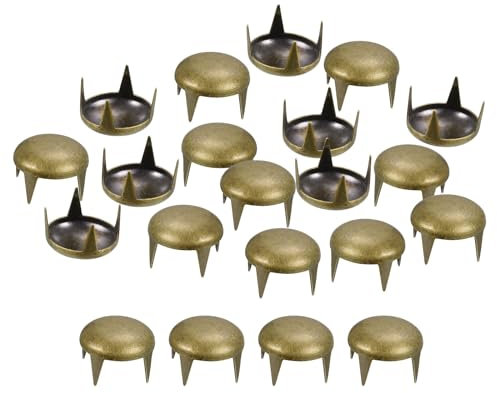 sourcing map 160 remaches de cúpula redonda de bronce, 12 mm, tachuelas de latón con puntas, punk, rock, cuentas de garra para bricolaje, ropa, cinturón, bolsa, zapatos, pulsera, cuero y manualidades