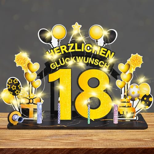 Charfia 18th Birthday Girl Boy, LED Money Gifts Birthday Gifts 18th Birthday Gift 18th Birthday Girl, Wooden Sign Guest Book 18th Birthday Decoration Gifts for 18th Birthday Girl