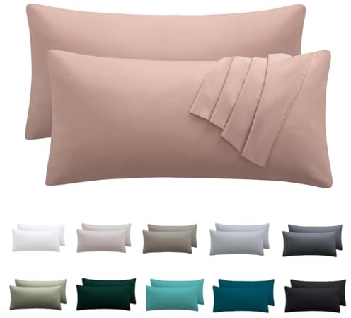 Nesture Kissenbezug 30 x 50 2er Set - kopfkissenbezug 30x50 cm Rosa, 100% Mikrofaser kissenbezüge mit Reißverschluss, Weich und Bügelfrei