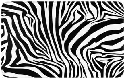 KemEng Zebra-Muster, Weiche Badematte, Fußmatte, Badematte, rutschfeste Bodenmatte, saugfähige Badezimmerunterlage, 49 x 80 cm