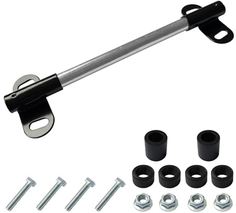 25,4 x 1,6 cm Schubkarrenachse und 5,3 x 8,4 cm Halterung, robustes Schubkarren-Halterungs-Set, kompatibel mit 1,6 cm Schubkarrenachse, Abstandshalter, Schrauben und Muttern (25,4 x 1,6 cm Achse +