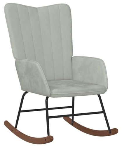 Kangmusi Schaukelsessel Hellgrau Samt, kangmusi327743