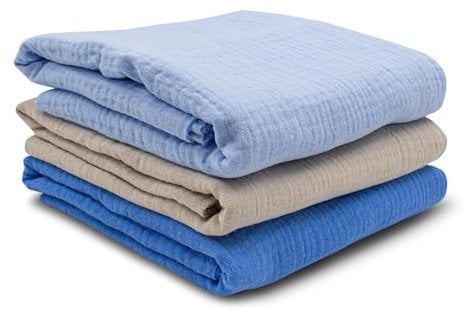 VmG-Store 3X Musselin Set je 0,5m x 1,35m Double Gauze Stoff 100% Baumwollstoff Tex Standard 100 (Set32, 3er Set je 0,5m)