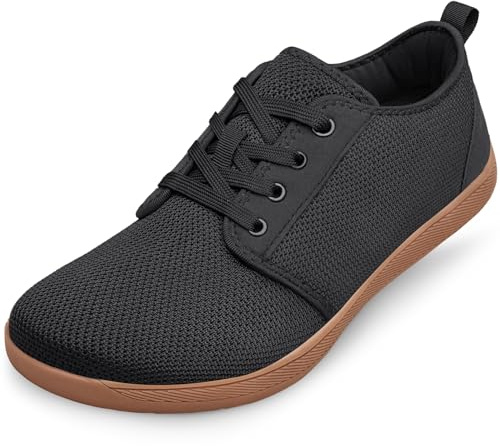 PQKDM Mens Womens Wide Barefoot Trainers Outdoor Unisex Trail Running Minimalist Walking Shoes Zero Drop Sole Lightweight and Breathable Black Size 13