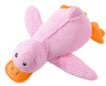 Hrlace Jouet pour chien en peluche canard - Jouet apaisant pour chien - Quack Quack Canard - Jouet pour chien avec rembourrage en peluche - Doudou apaisant - Petit jouet pour chien - Rose