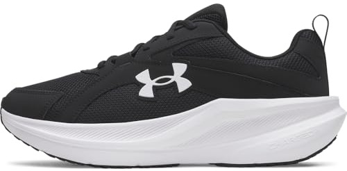 Under Armour Men's Charged Assert 11 Sneaker, (001) Black/Black/White, 14 X-Wide