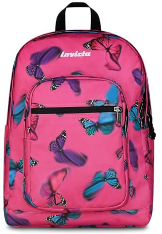 Invicta Zaino Scuola Jelek, Rosa, Doppio Scomparto Con Tasca per PC e Tasca per Borraccia, 34 lt, Scuola Media e Superiore, Zaino Ragazza