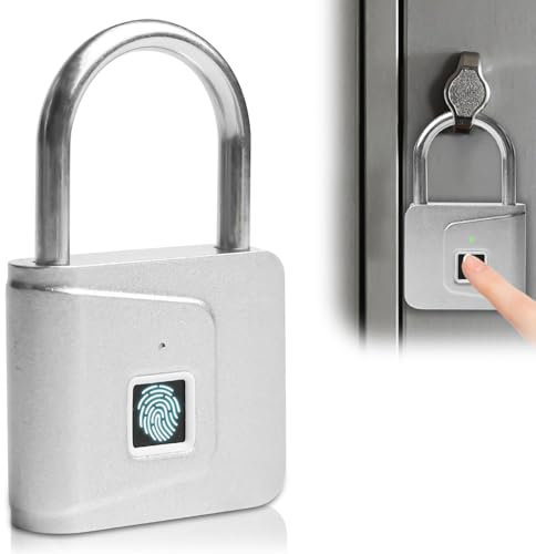 Fingerabdruck Schloss, Schloss mit Fingerabdruck, Vorhängeschloss Fingerabdruck, Schloss mit Fingerabdruck Klein, USB-Aufladung, Wasserdicht Vorhängeschlöss für Fitnessstudio, Gepäck, Lagerhäuser